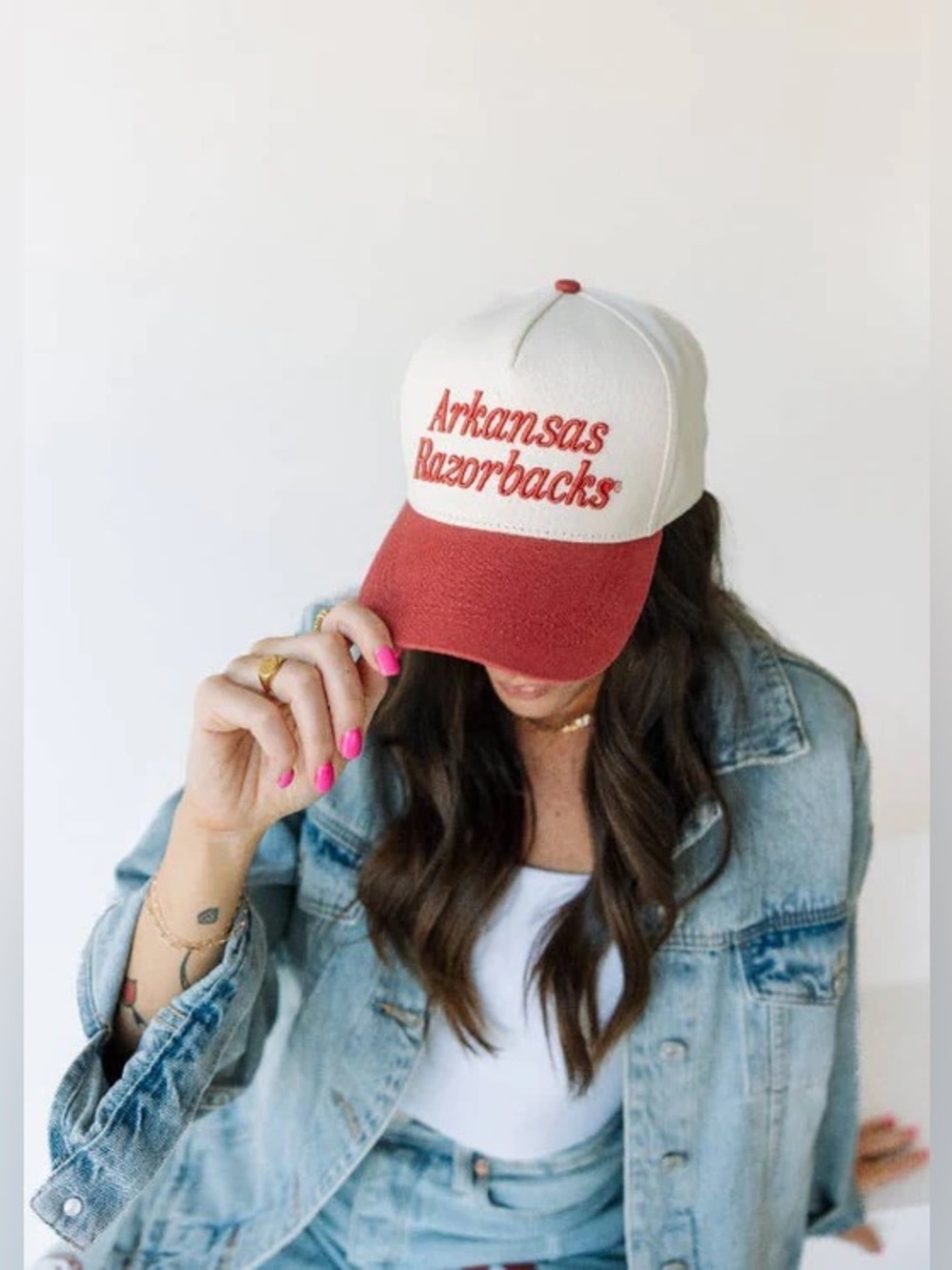 Arkansas Razorbacks Two-Tone Retro Baseball Cap - Red & Cream - Picture 3 of 8